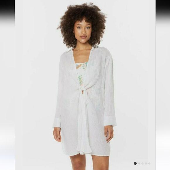 ROXY WHITE COVERUP SIZE L NEW WITH TAGS LONG SLEEVES  100% COTTON - Picture 16 of 16